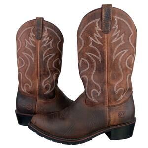 Double H Men's Robert Brown Leather Work Western Boots (Sz 9.5)
